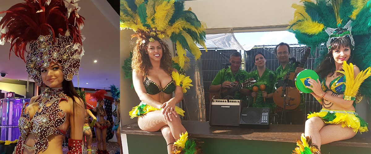 Caribische sambadanseres en livemuziek